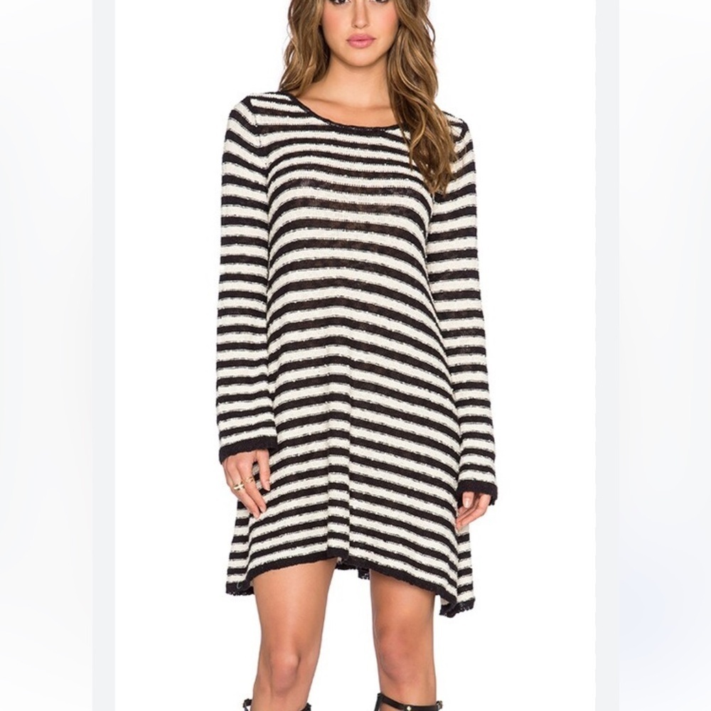 Free People Black and White Striped Mini Dress